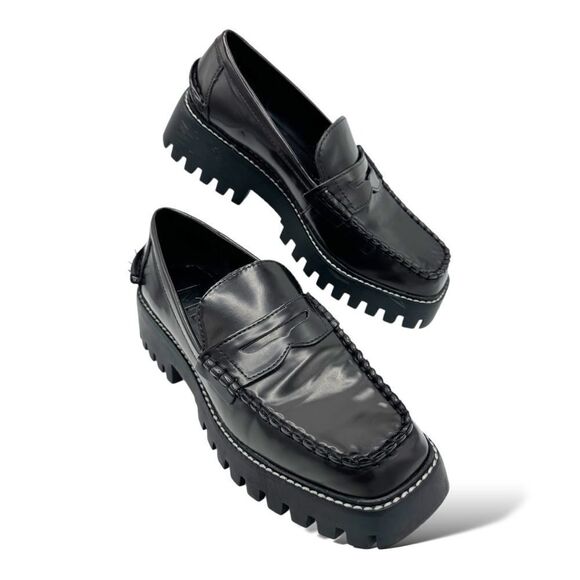 Mango Track Sole Leather Slip-On Loafer with Track Sole Deep Burgundy Sz 7.5 - Picture 2 of 14